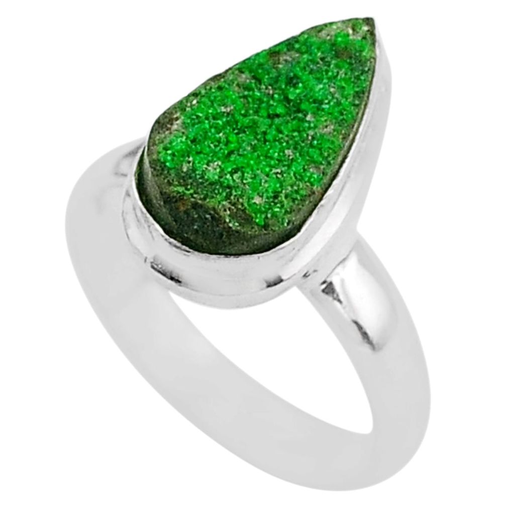 4.22cts natural green uvarovite garnet 925 silver solitaire ring size 7 t2035