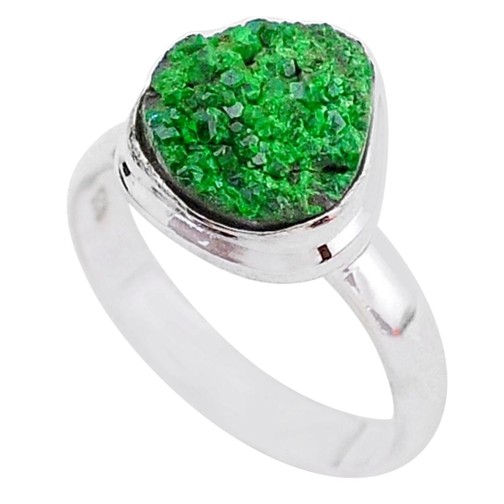 5.10cts natural green uvarovite garnet 925 silver solitaire ring size 8 t2020