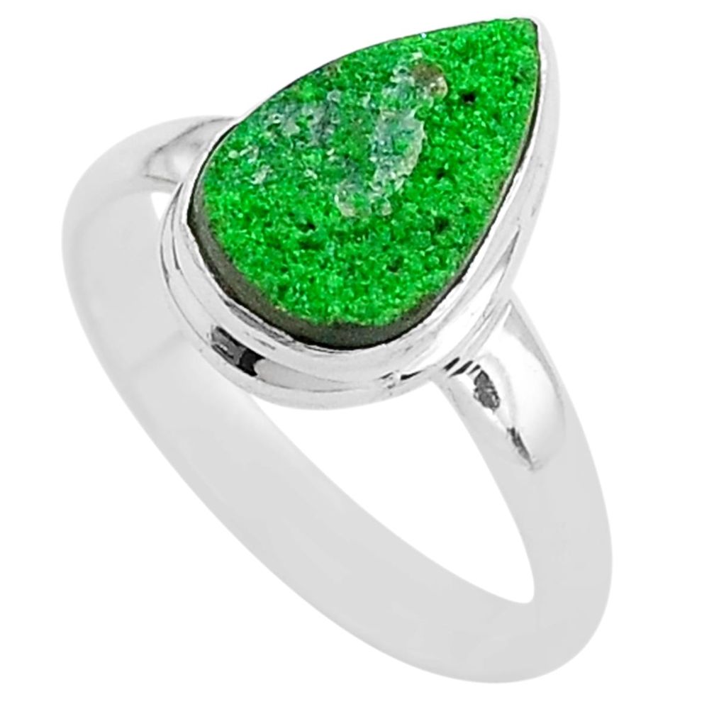 4.42cts natural green uvarovite garnet 925 silver solitaire ring size 8 t2021