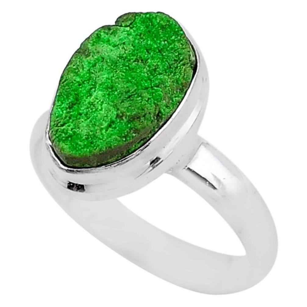 5.16cts natural green uvarovite garnet 925 silver solitaire ring size 8 t2040