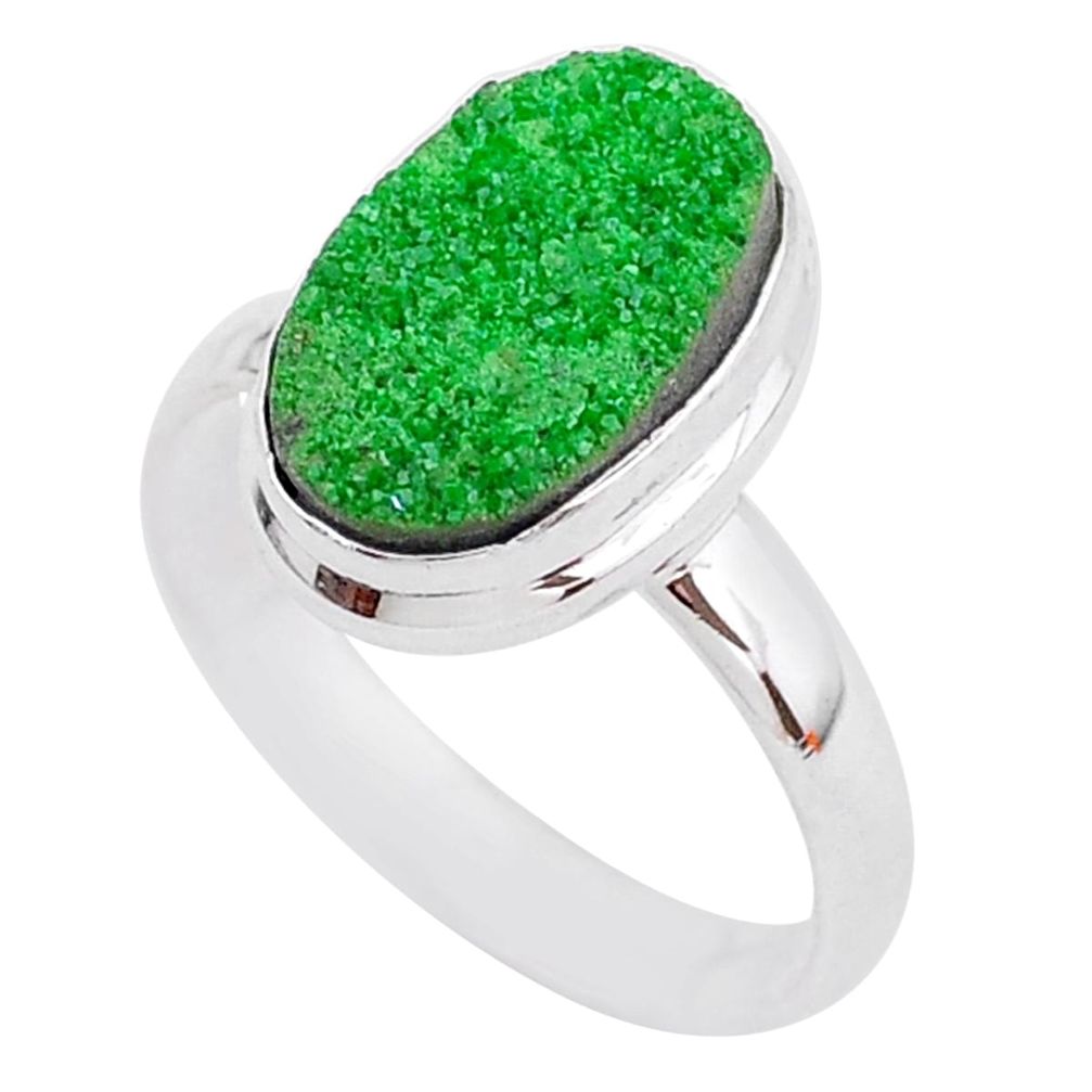 5.53cts natural green uvarovite garnet 925 silver solitaire ring size 9 t2005