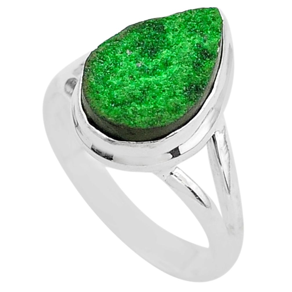 5.34cts natural green uvarovite garnet 925 silver solitaire ring size 9 t2022