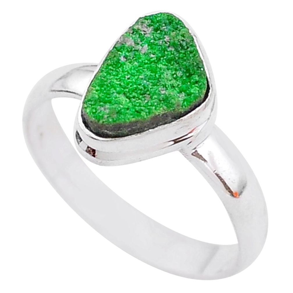 4.82cts natural green uvarovite garnet 925 silver solitaire ring size 9.5 t2012