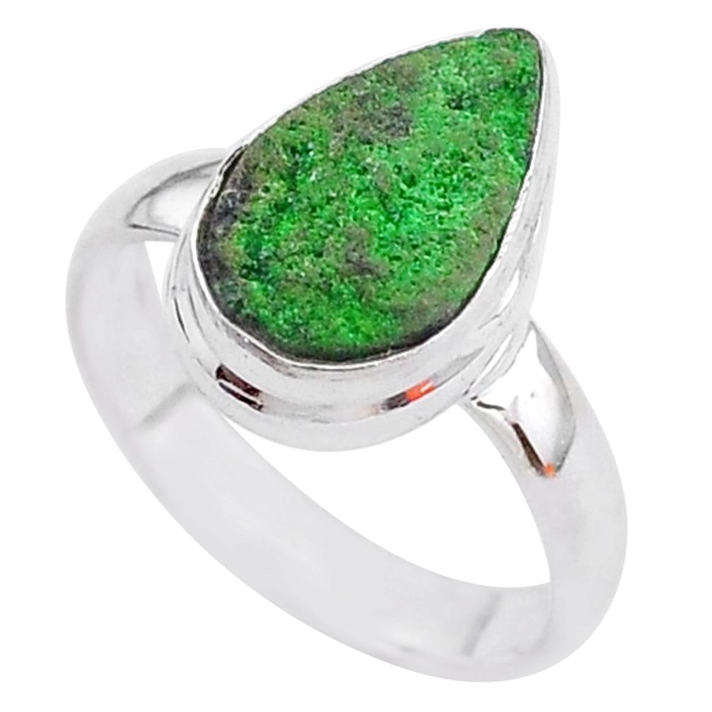 5.23cts natural green uvarovite garnet 925 silver solitaire ring size 6.5 t2015