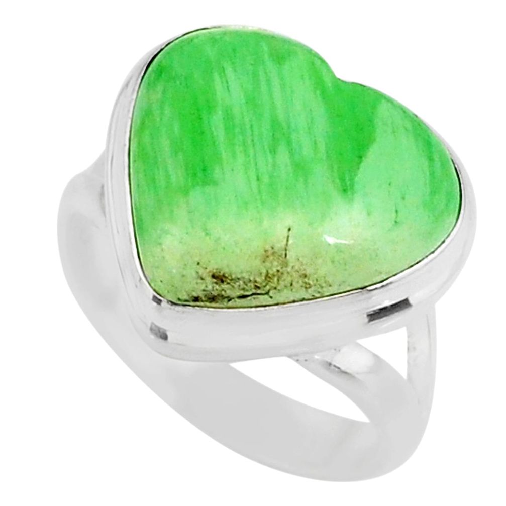 10.31cts natural green variscite 925 silver solitaire ring jewelry size 6 r83622