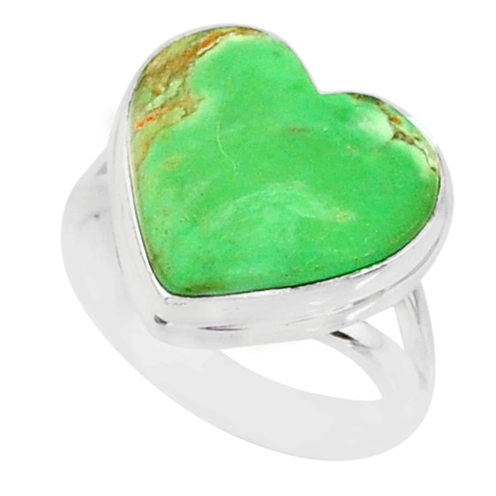 9.04cts natural green variscite 925 silver solitaire ring jewelry size 6 r84623