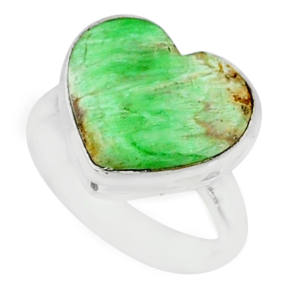8.07cts natural green variscite 925 silver solitaire ring jewelry size 6 r84633