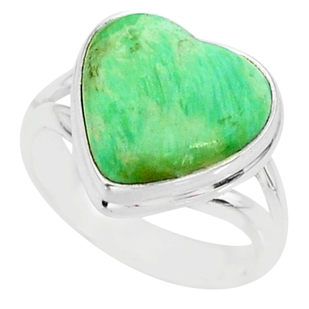 6.98cts natural green variscite 925 silver solitaire ring jewelry size 6 r84682