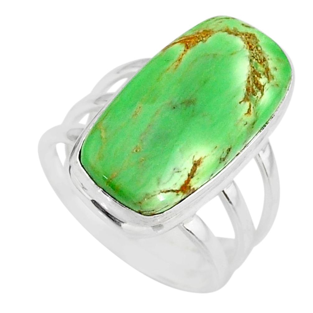 12.31cts natural green variscite 925 silver solitaire ring jewelry size 7 r83625
