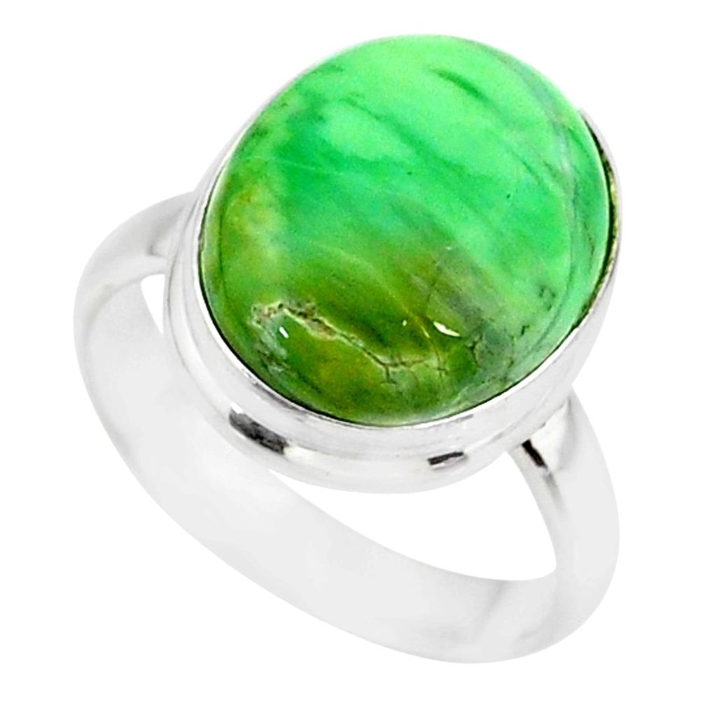 9.54cts natural green variscite 925 silver solitaire ring jewelry size 7 r83627