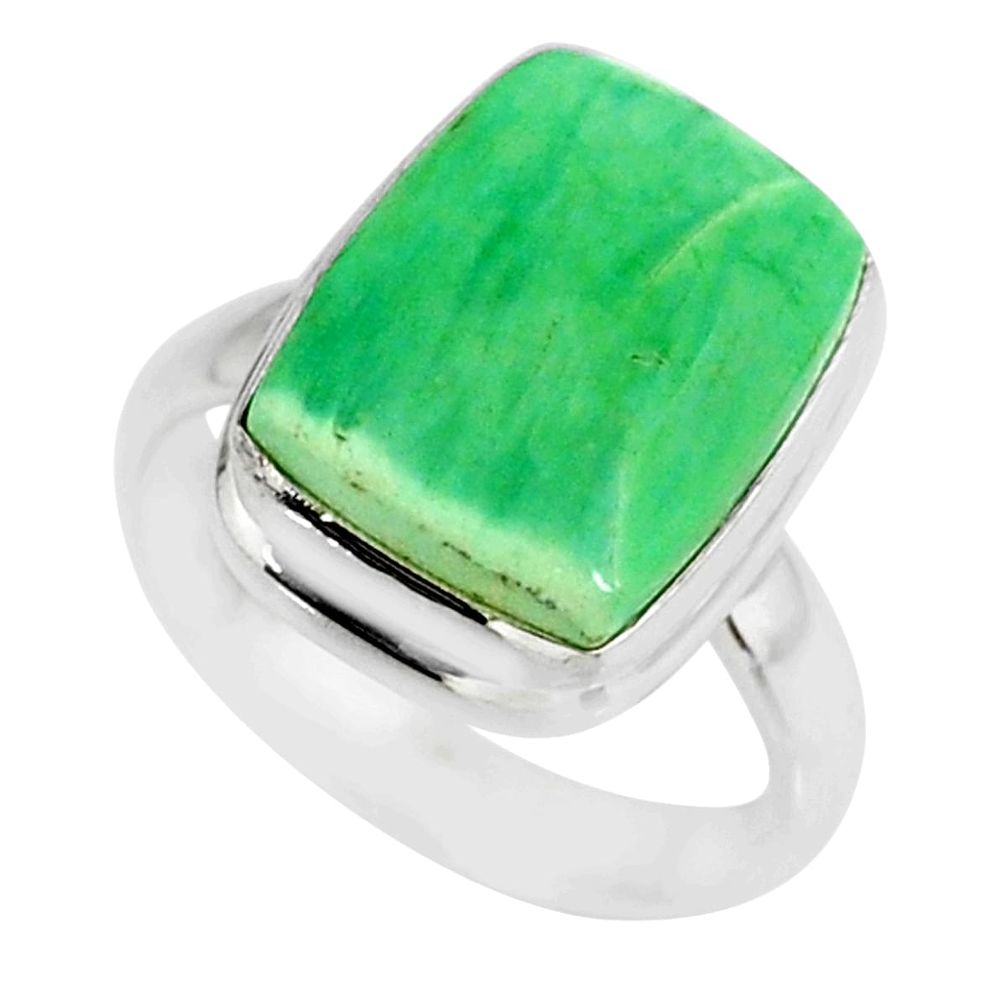 6.53cts natural green variscite 925 silver solitaire ring jewelry size 7 r83631