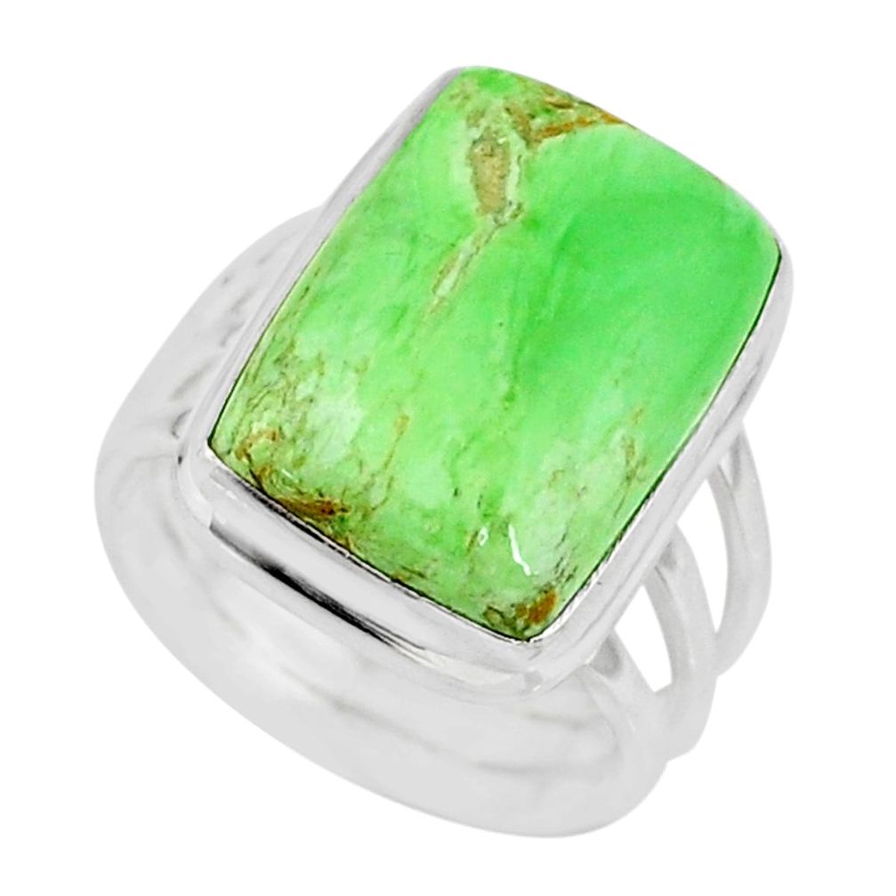 13.69cts natural green variscite 925 silver solitaire ring jewelry size 7 r83639