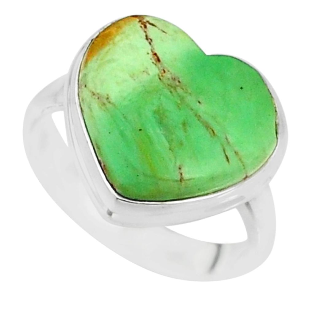 8.69cts natural green variscite 925 silver solitaire ring jewelry size 7 r84626