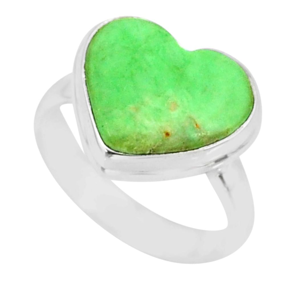 7.62cts natural green variscite 925 silver solitaire ring jewelry size 7 r84694