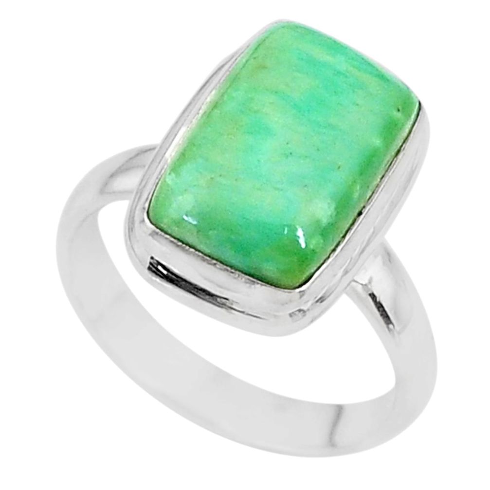 5.84cts natural green variscite 925 silver solitaire ring jewelry size 7 t11177