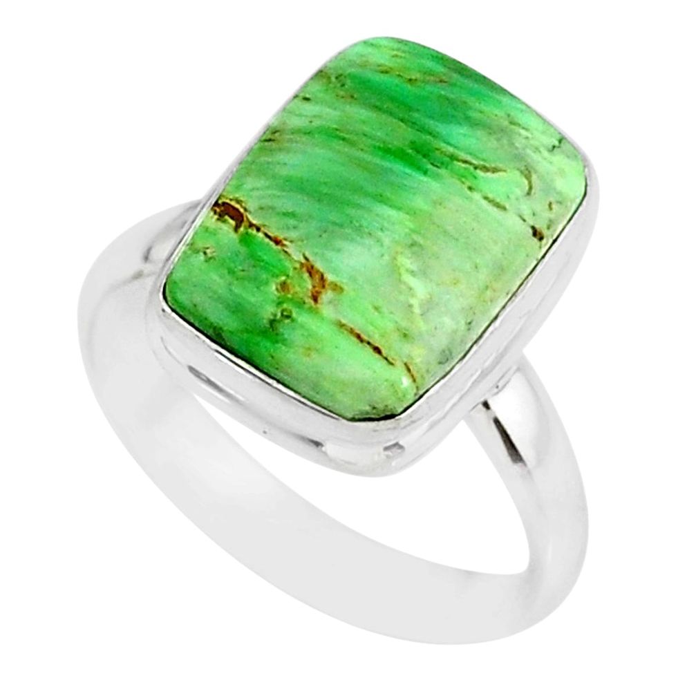 6.53cts natural green variscite 925 silver solitaire ring jewelry size 8 r83634