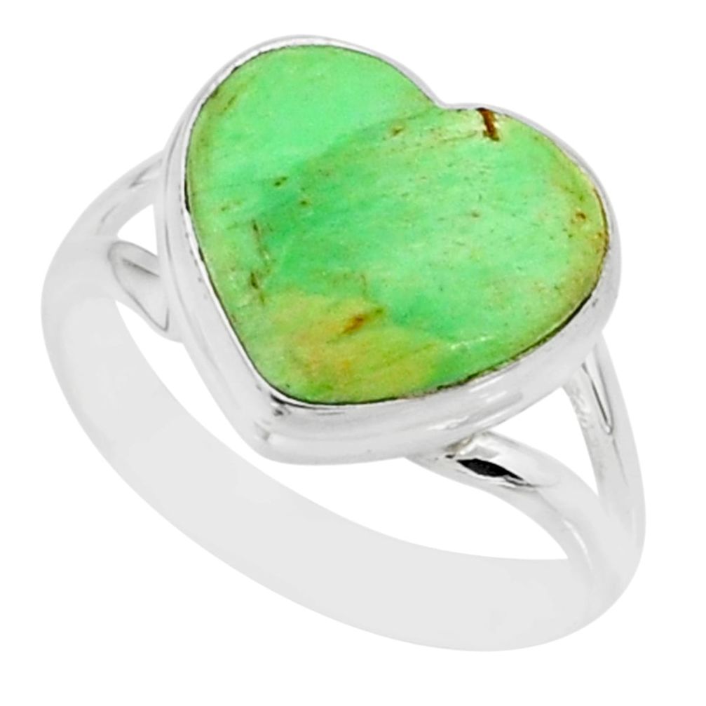 7.67cts natural green variscite 925 silver solitaire ring jewelry size 8 r84628