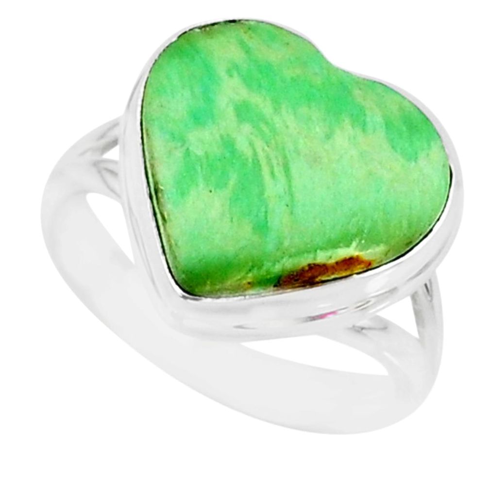 10.03cts natural green variscite 925 silver solitaire ring jewelry size 8 r84636