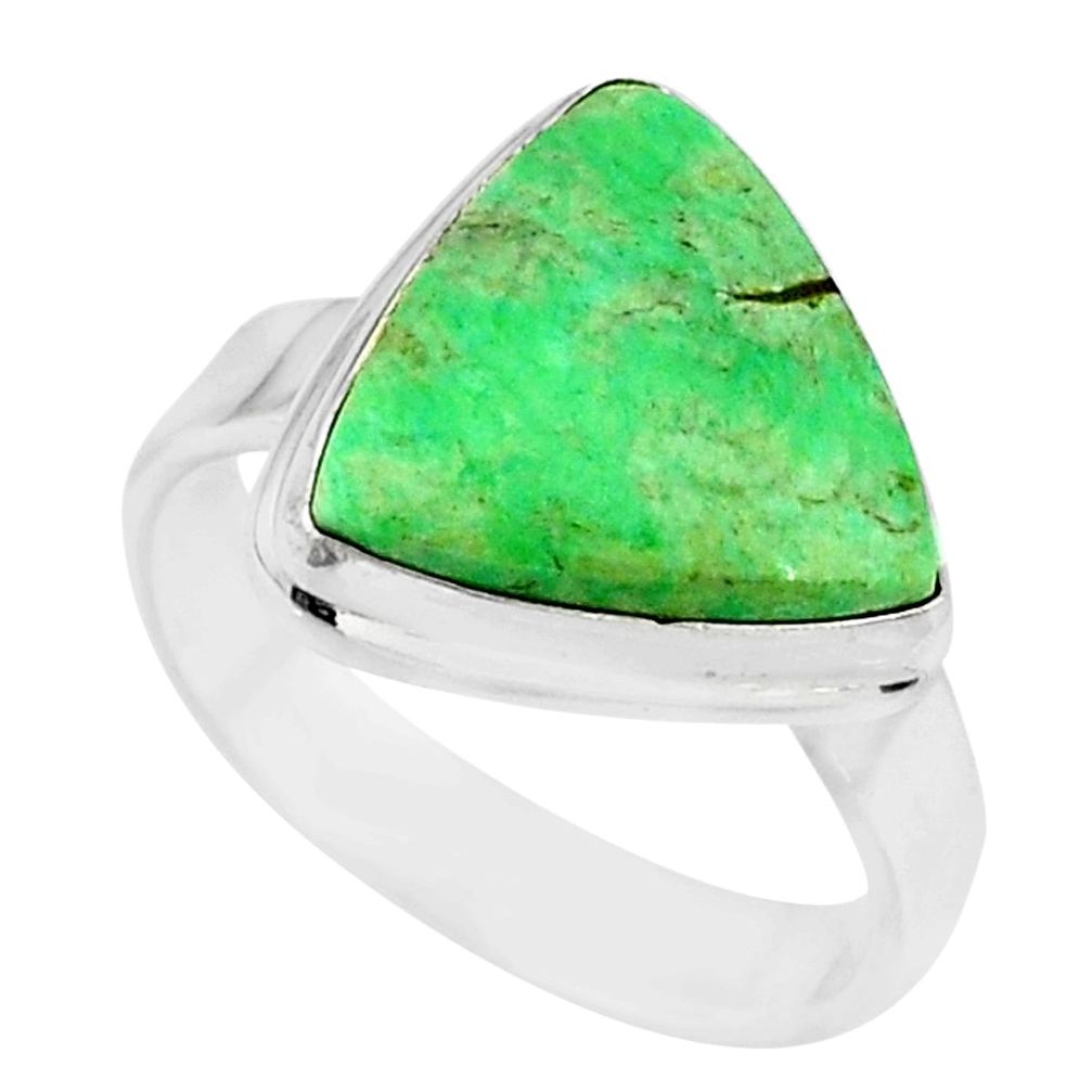 11.23cts natural green variscite 925 silver solitaire ring jewelry size 9 r83623