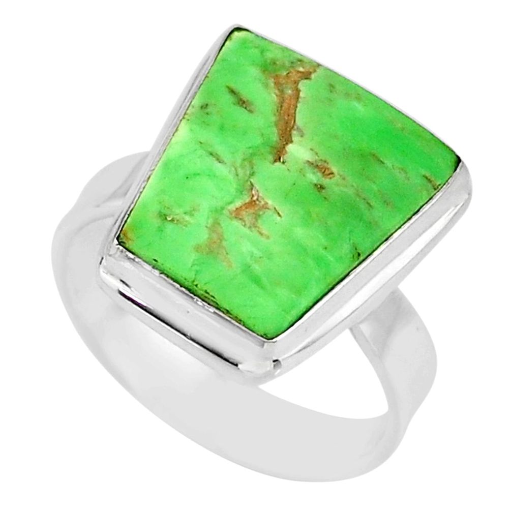 13.55cts natural green variscite 925 silver solitaire ring jewelry size 9 r83629