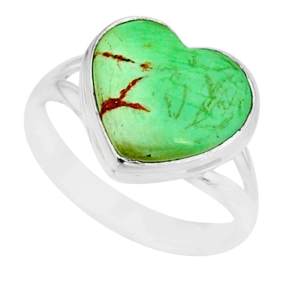 8.91cts natural green variscite 925 silver solitaire ring jewelry size 9 r84637