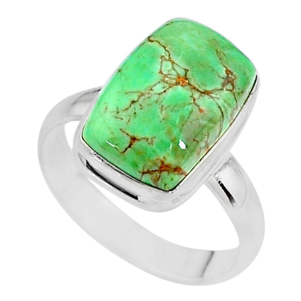 6.34cts natural green variscite 925 silver solitaire ring jewelry size 9 t11175