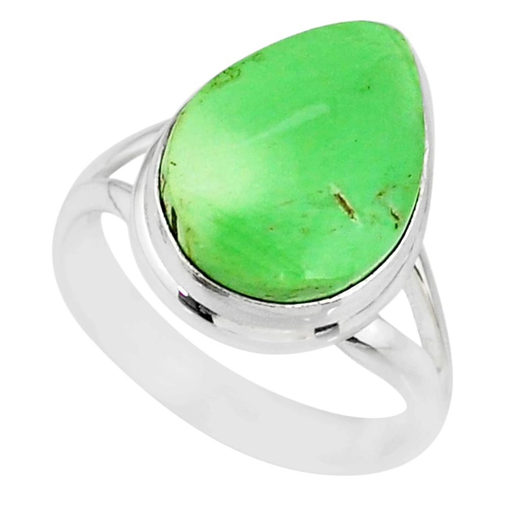 11.23cts natural green variscite 925 silver solitaire ring size 8.5 r83633