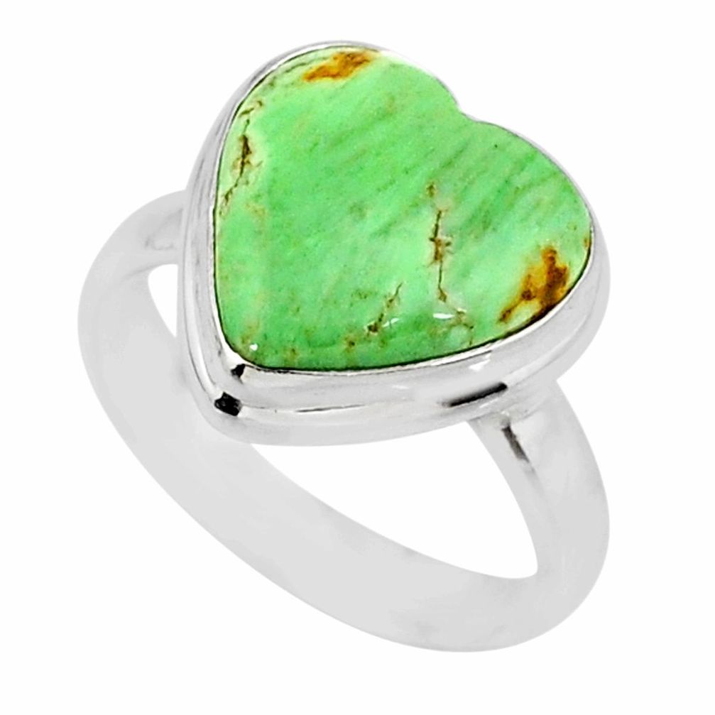 10.02cts natural green variscite 925 silver solitaire ring size 7.5 r83636