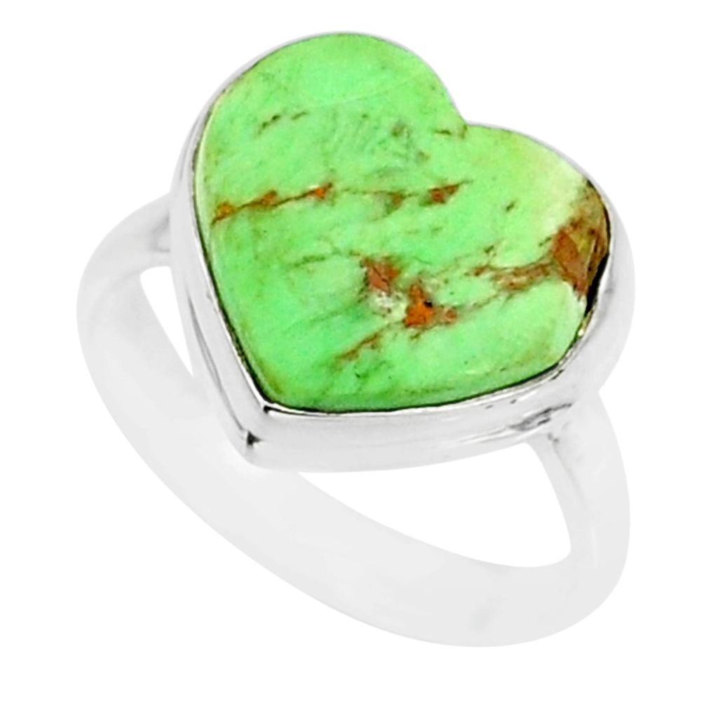 8.80cts natural green variscite 925 silver solitaire ring size 7.5 r84634