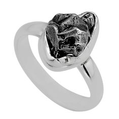 7.38cts natural grey meteorite gibeon 925 sterling silver ring size 7 y85027