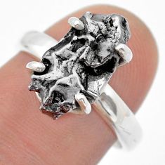 7.09cts natural grey meteorite gibeon fancy sterling silver ring size 7 u75258