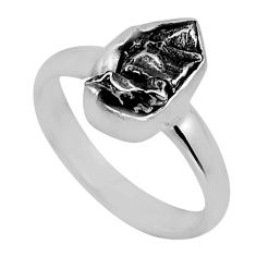 6.27cts natural grey meteorite gibeon fancy sterling silver ring size 7 y85023
