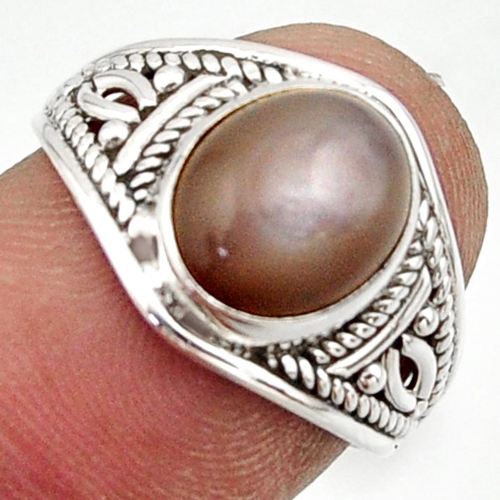 3.70cts natural grey moonstone 925 sterling silver ring jewelry size 7 r42752