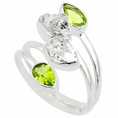 11.66cts natural herkimer diamond peridot silver adjustable ring size 11 t72715