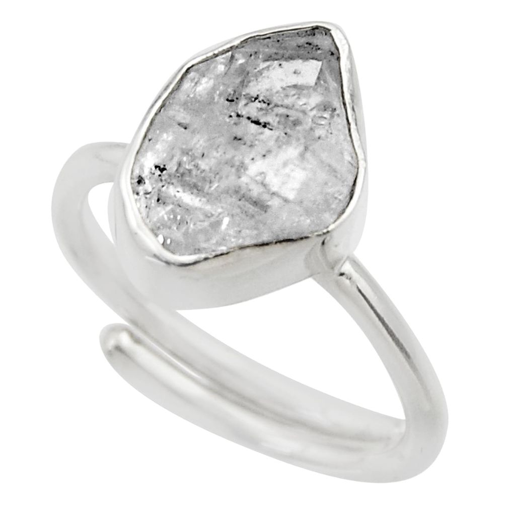 5.98cts natural herkimer diamond silver adjustable solitaire ring size 5 r29700