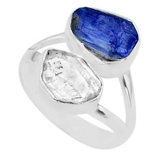 10.02cts natural herkimer diamond tanzanite raw 925 silver ring size 7 t49881