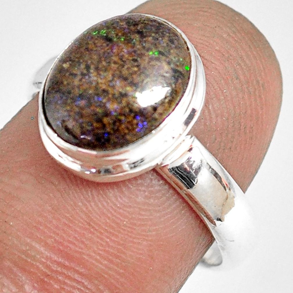 5.50cts natural honduran matrix opal 925 silver solitaire ring size 7.5 r76002