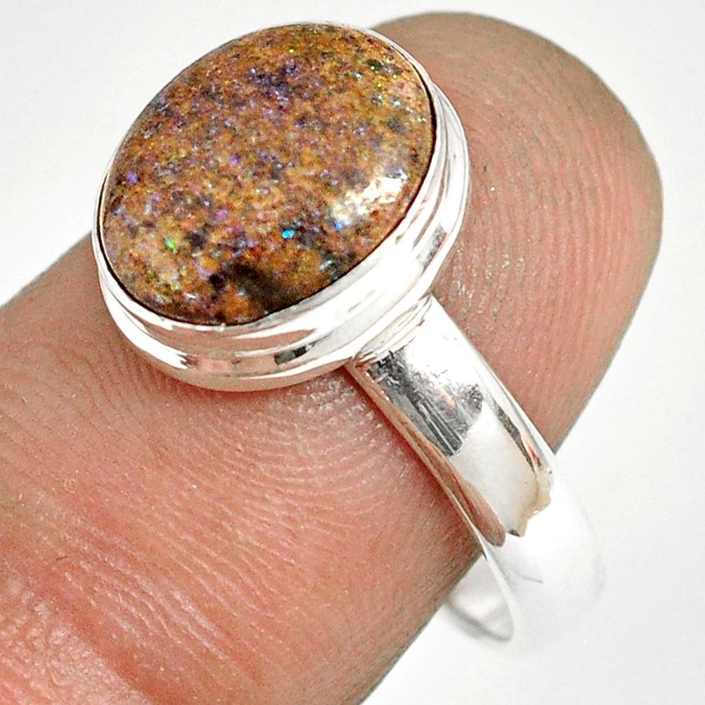 4.99cts natural honduran matrix opal 925 silver solitaire ring size 8.5 r76009