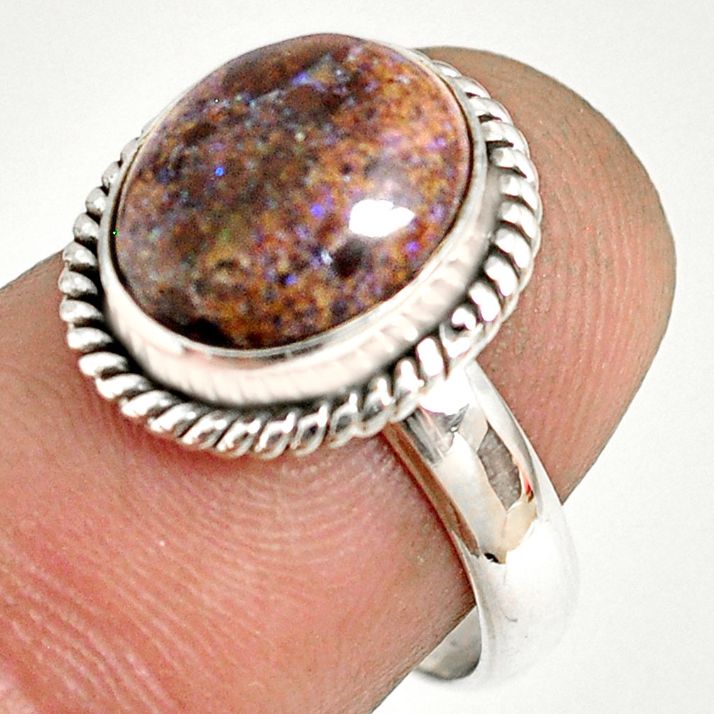 5.24cts natural honduran matrix opal 925 silver solitaire ring size 6.5 r76013