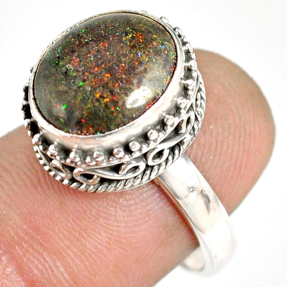 5.31cts natural honduran matrix opal 925 silver solitaire ring size 7.5 r76072