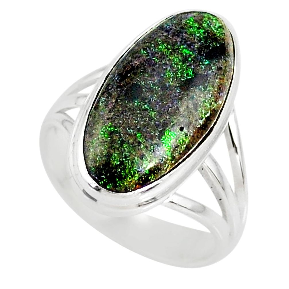 9.02cts natural honduran matrix opal 925 silver solitaire ring size 7.5 r80340