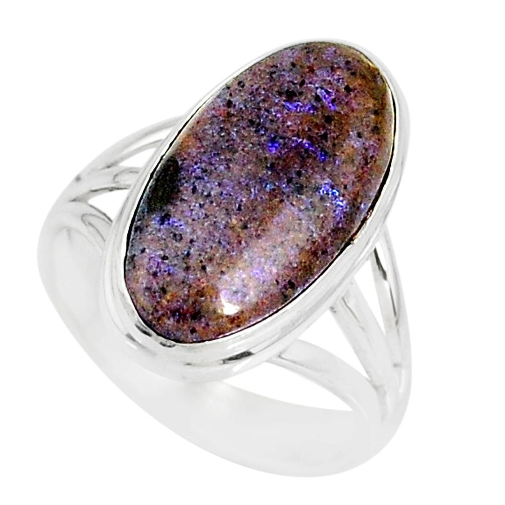 9.07cts natural honduran matrix opal 925 silver solitaire ring size 8.5 r80356