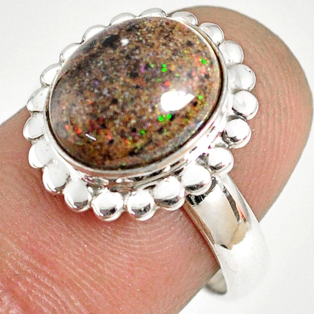 5.11cts natural honduran matrix opal 925 silver solitaire ring size 7 r76032