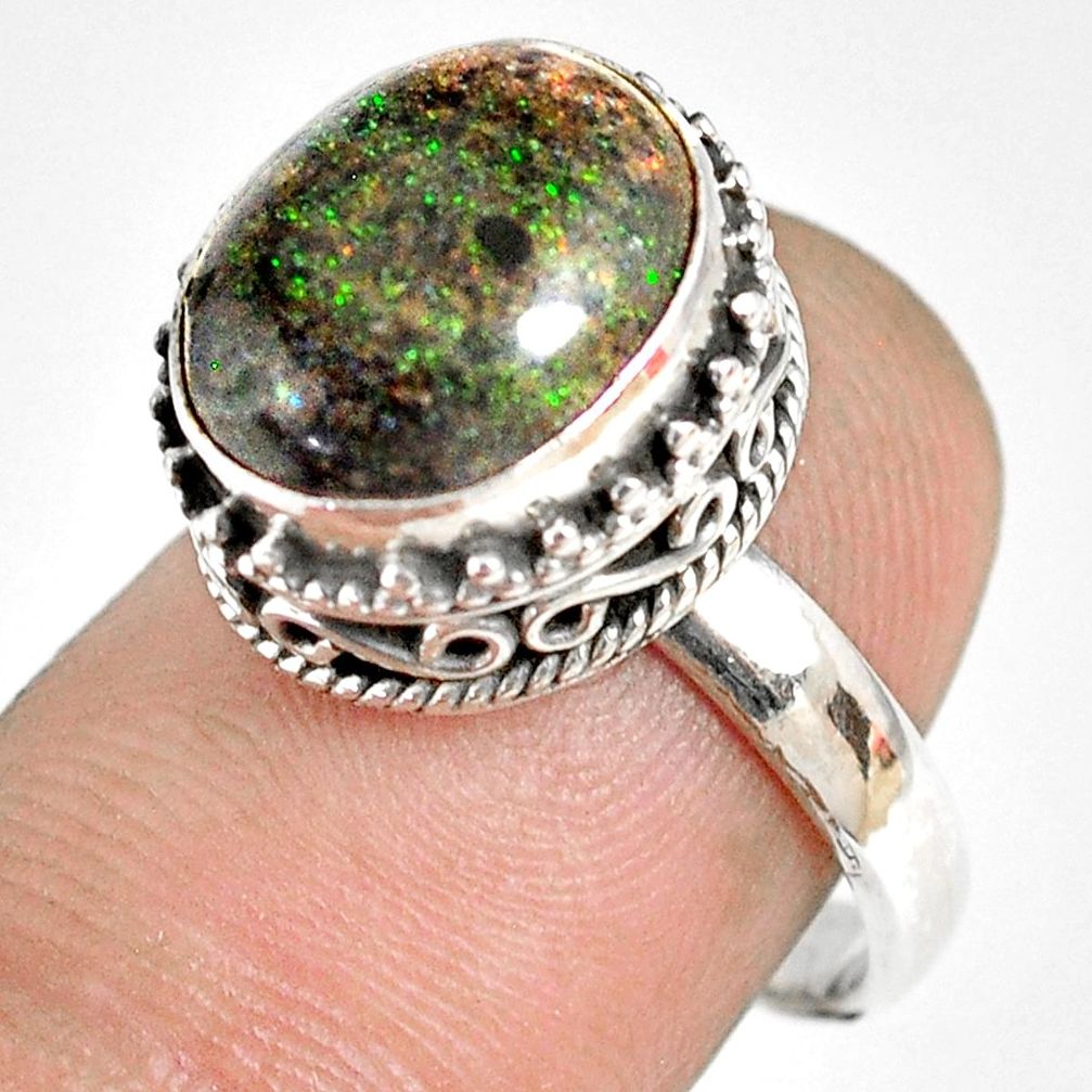 5.21cts natural honduran matrix opal 925 silver solitaire ring size 7 r76061