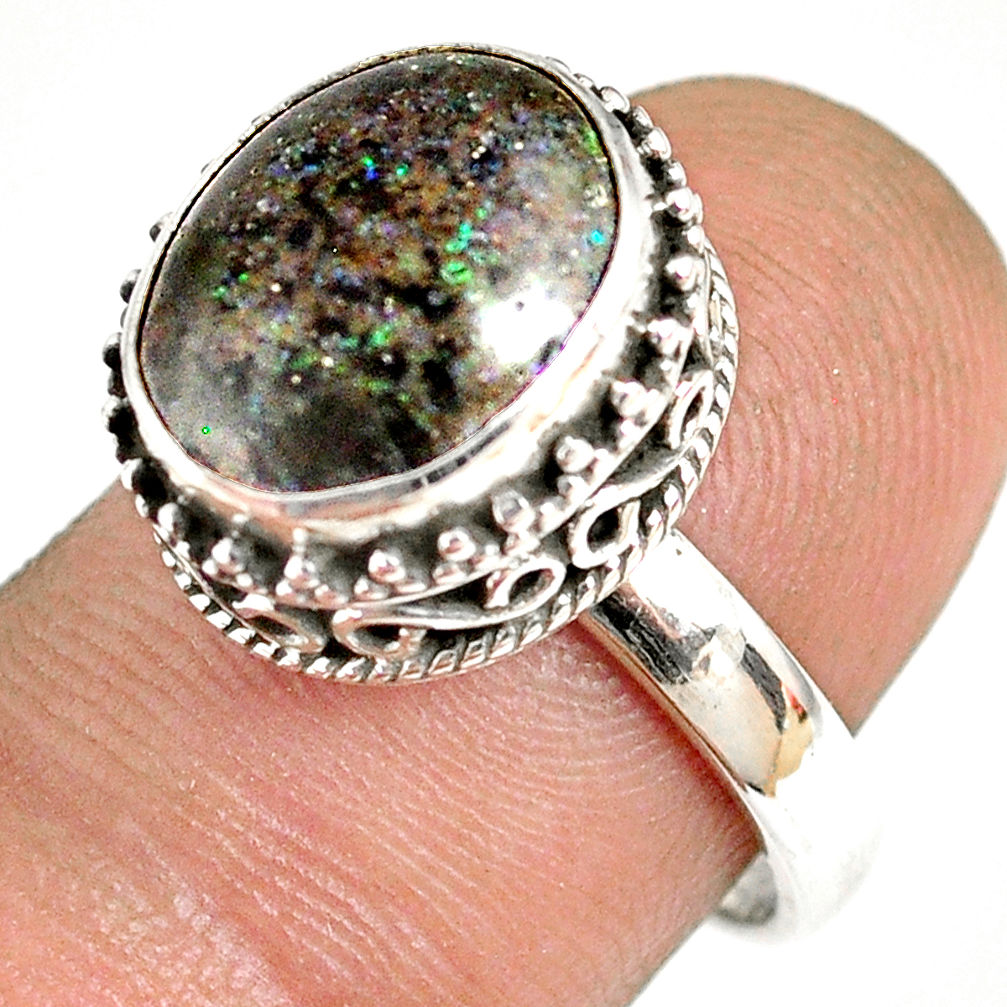 5.30cts natural honduran matrix opal 925 silver solitaire ring size 7 r76063