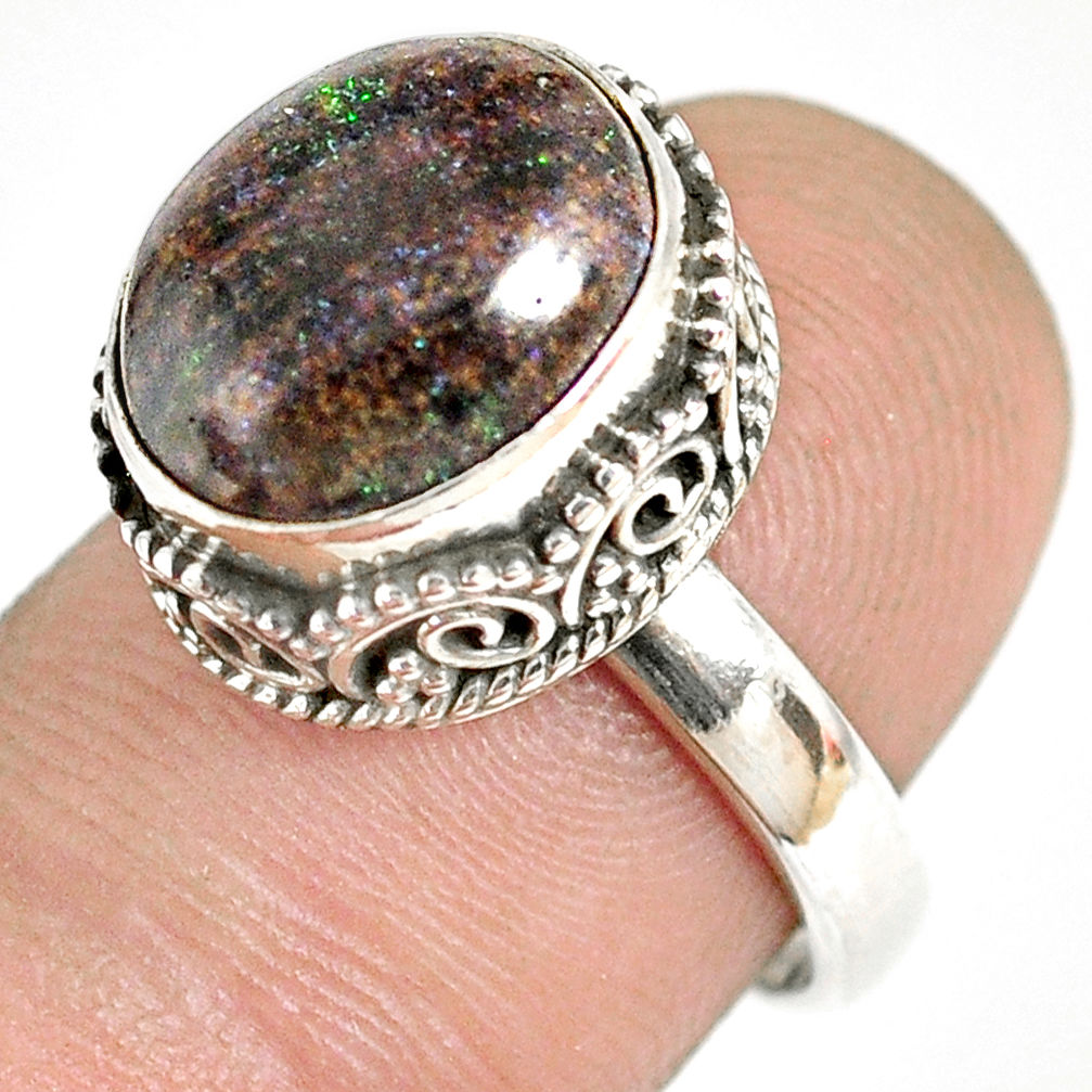 5.52cts natural honduran matrix opal 925 silver solitaire ring size 7 r76077