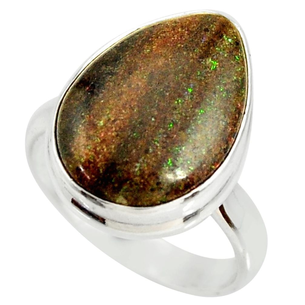 13.15cts natural honduran matrix opal 925 silver solitaire ring size 8 r34350