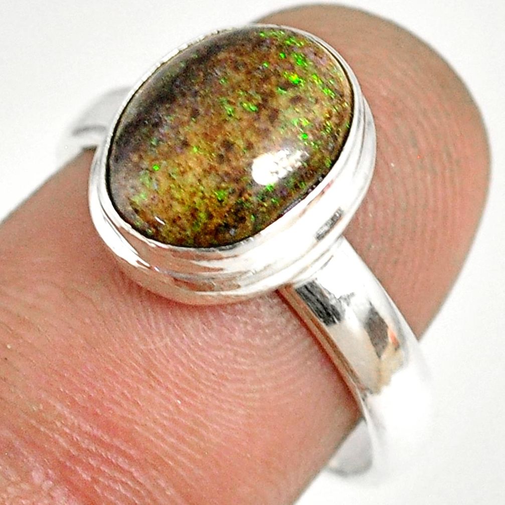 5.06cts natural honduran matrix opal 925 silver solitaire ring size 8 r76012