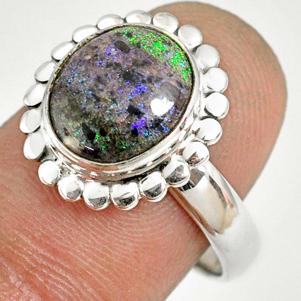 5.23cts natural honduran matrix opal 925 silver solitaire ring size 8 r76028