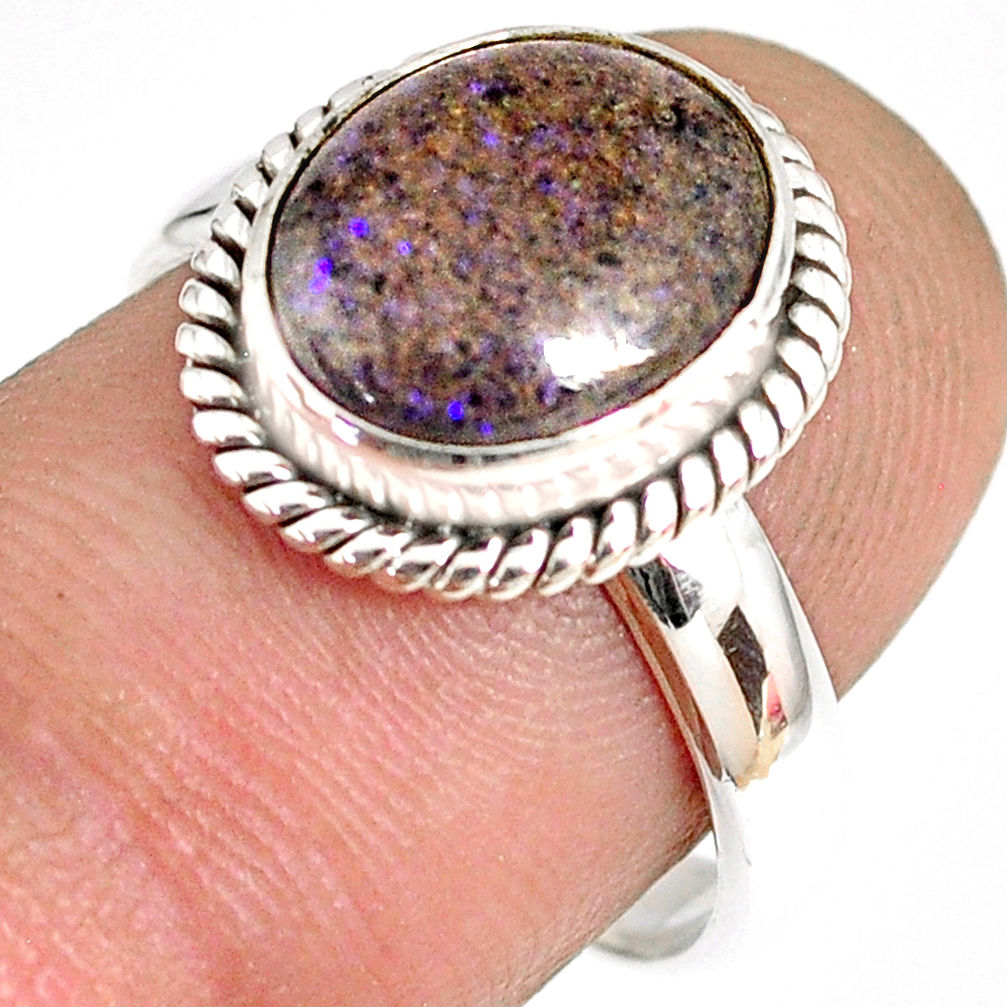 5.23cts natural honduran matrix opal 925 silver solitaire ring size 8 r76047